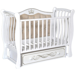 Детская кроватка Luiza 333 (изогнутые боковые спинки, мягкая стенка, декор.резьба)