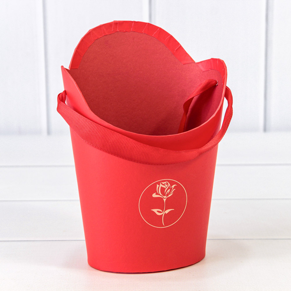 Коробка Ваза для цветов 13.5х10х19 см "Каллиграфия" (Красный)