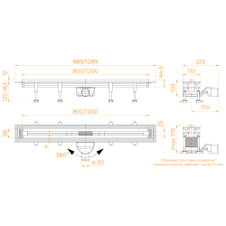 Душевой трап, обрезной RGW SDR-55Gb (800)