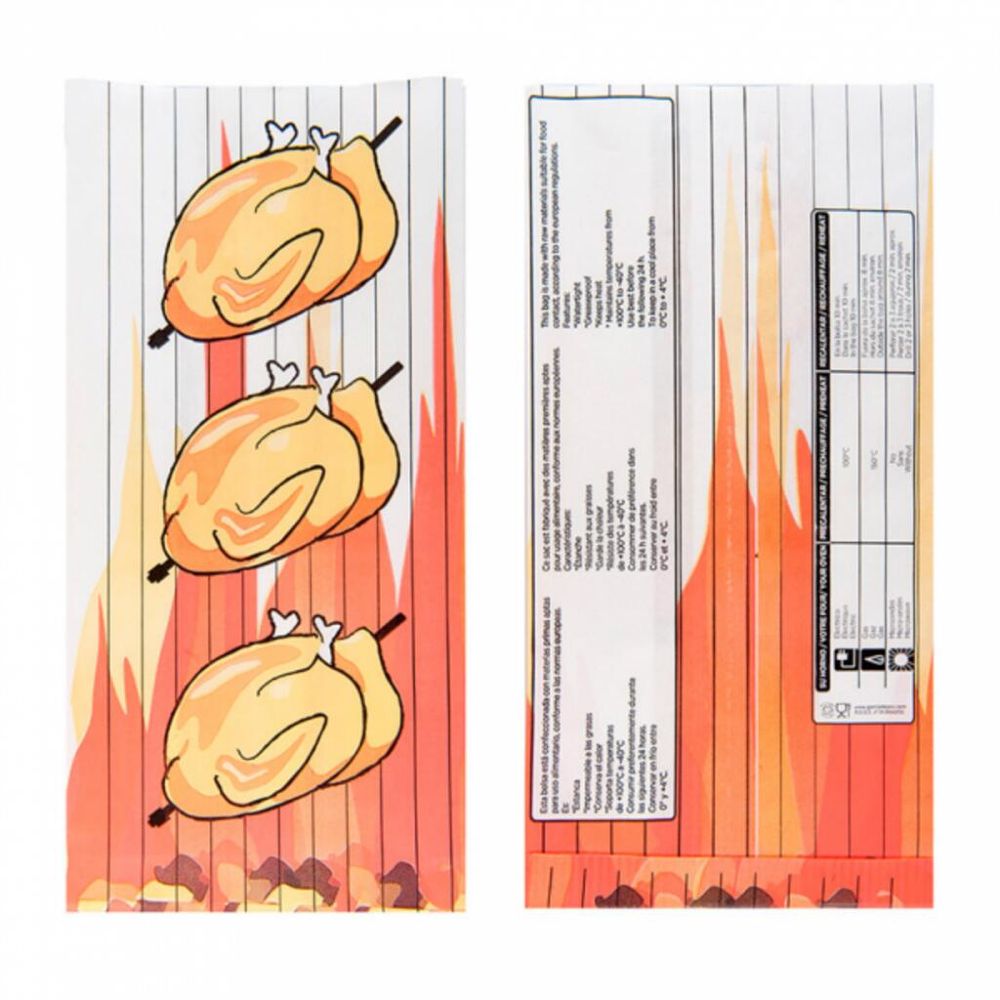 Пакет для половины курицы-гриль, 13+7,5*28 см, жиронепроницаемый, t -40С/+100C, 100 шт