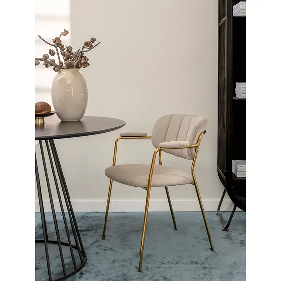 Стул Eirill Arms, серый шенилл с золотыми ножками