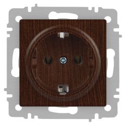 Розетка Intro Accent 6-202-10 2P+E Schuko 16А-250В IP20 СУ AL/CU венге | Intro