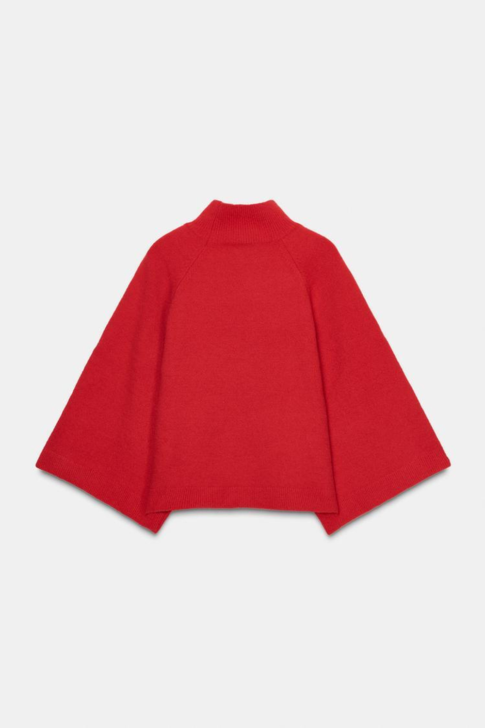 ZARA ДЖЕМПЕР ВЯЗАНЫЙ С ШИРОКИМИ РУКАВАМИ, КРАСНЫЙ