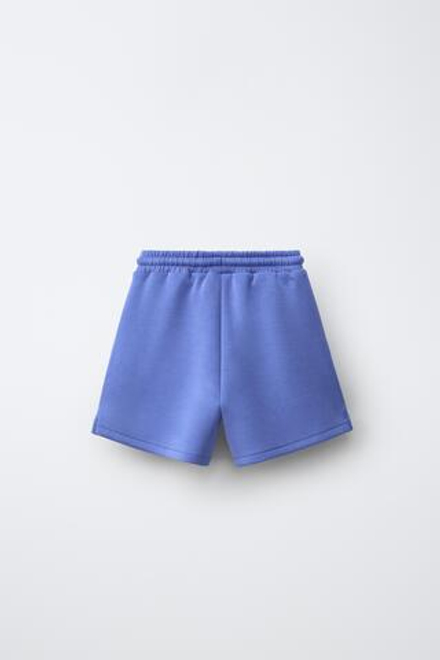 ZARA ШОРТЫ INTERLOCK С НАШИВКОЙ, СИНЕВАТЫЙ