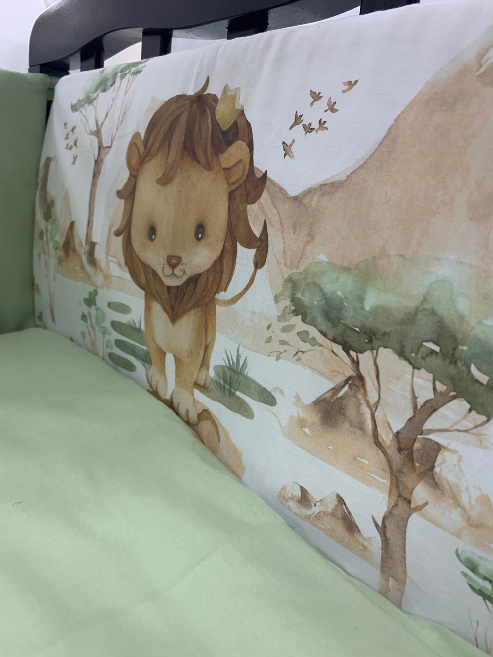 Комплект в кроватку 6 предметов "Тигренок зеленый", сатин