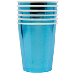 Стаканы фольгированные в голубом цвете, 250 мл, 6 шт