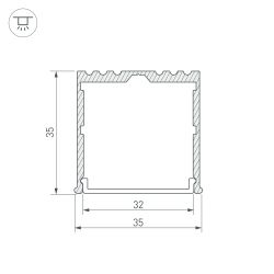 Профиль ARH-POWER-W35-2000 ANOD (Arlight, Алюминий) 016138