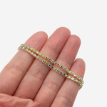 Стразовая цепь дуохромная, 2мм, желтый кристалл с желтым напылением в серебристых цапах