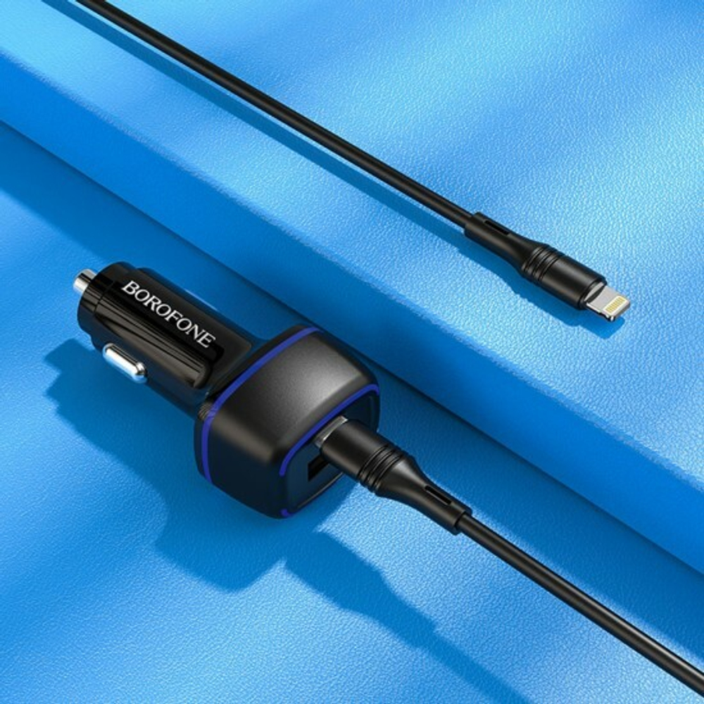 Автомобильная зарядка Borofone BZ14A 3A QC3.0, Type-C/Lightning, 012347 Белый