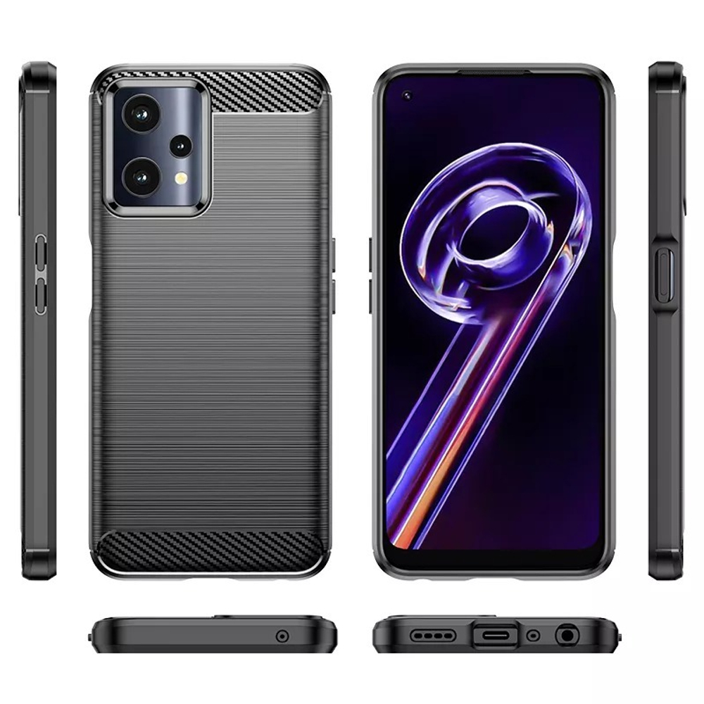 Чехол в стиле карбон для смартфона Realme 9 4G и Realme 9 Pro+ Плюс, серии Carbon от Caseport