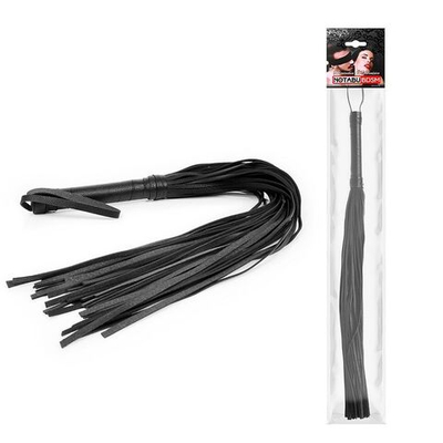 Черная многохвостая плетка с круглой ручкой - 63 см. (Цвет: черный)