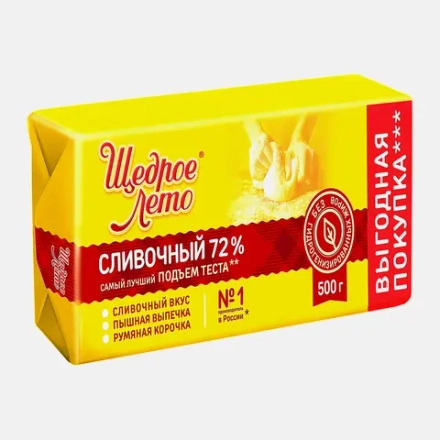 Маргарин Щедрое лето Сливочный 72% 500г