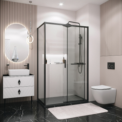 Душевой уголок Grossman Style 100х70 120.K33.05.1070.21.00 профиль Черный матовый стекло прозрачное