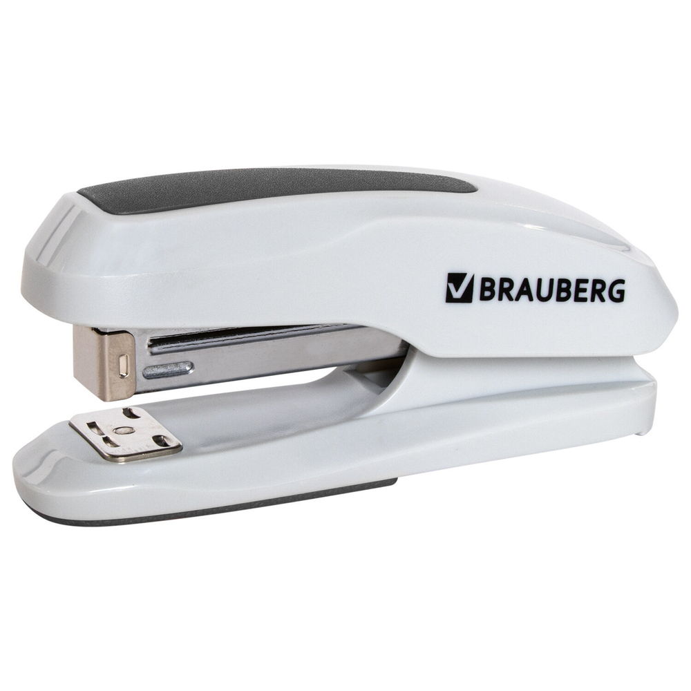 Степлер №24/6 26/6 BRAUBERG "Extra" до 30 листов серый (3 штуки в упаковке)