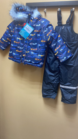 Костюм зимний "Льдинка"самолеты темно-синий, размер на рост 86,98 см