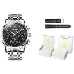 OLEVS Mechanical Movement Stainless Steel Watchband Watch Men"s Watches Black Dial