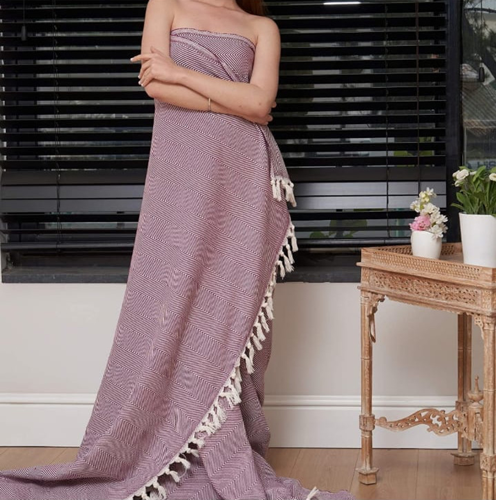 Плед-покрывало из хлопка "Venera", Ёлочка, цвет Фиолетовый