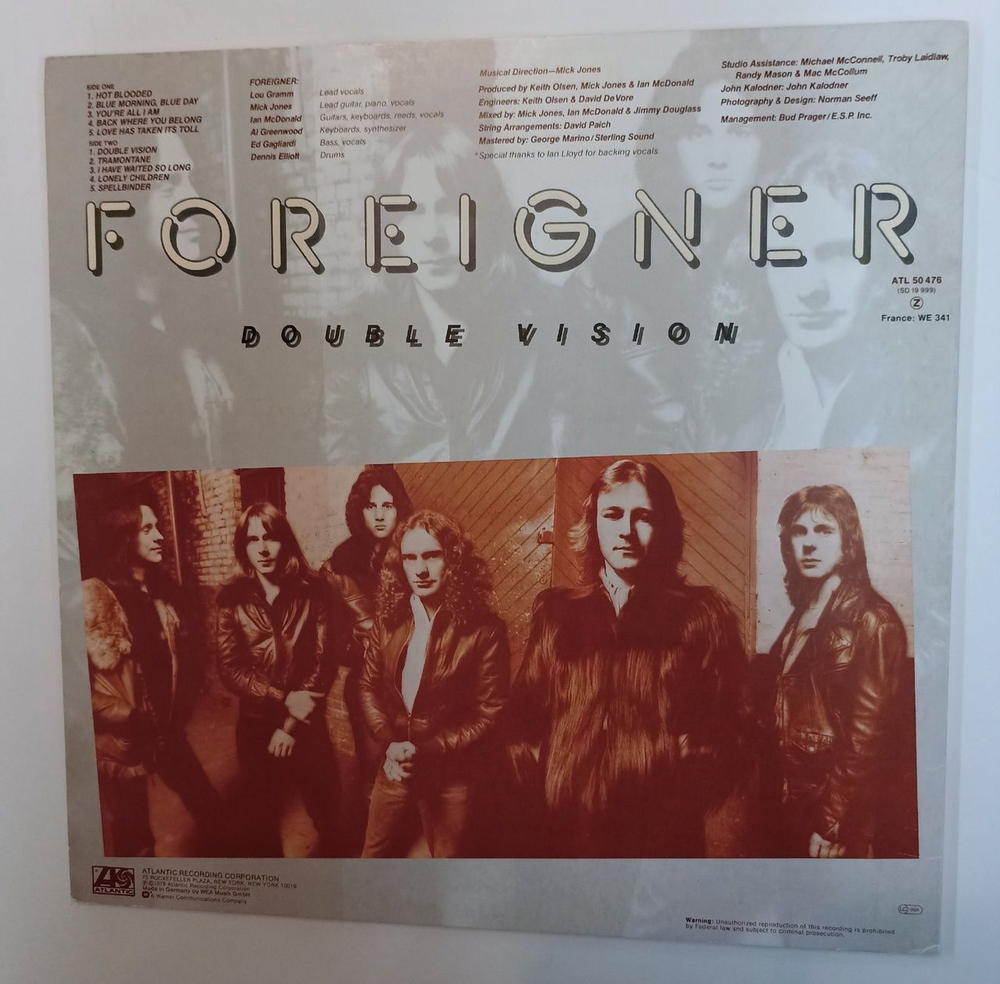 Винтажная виниловая пластинка LP Foreigner Double Vision (France 1982)