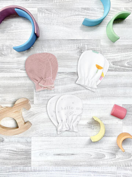 Рукавички-антицарапки Mjölk Игрушки/Hello Mommy/Desert Rose, сет из 3х пар