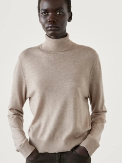 Massimo Dutti Свитер с высоким воротником, кротово-коричневый