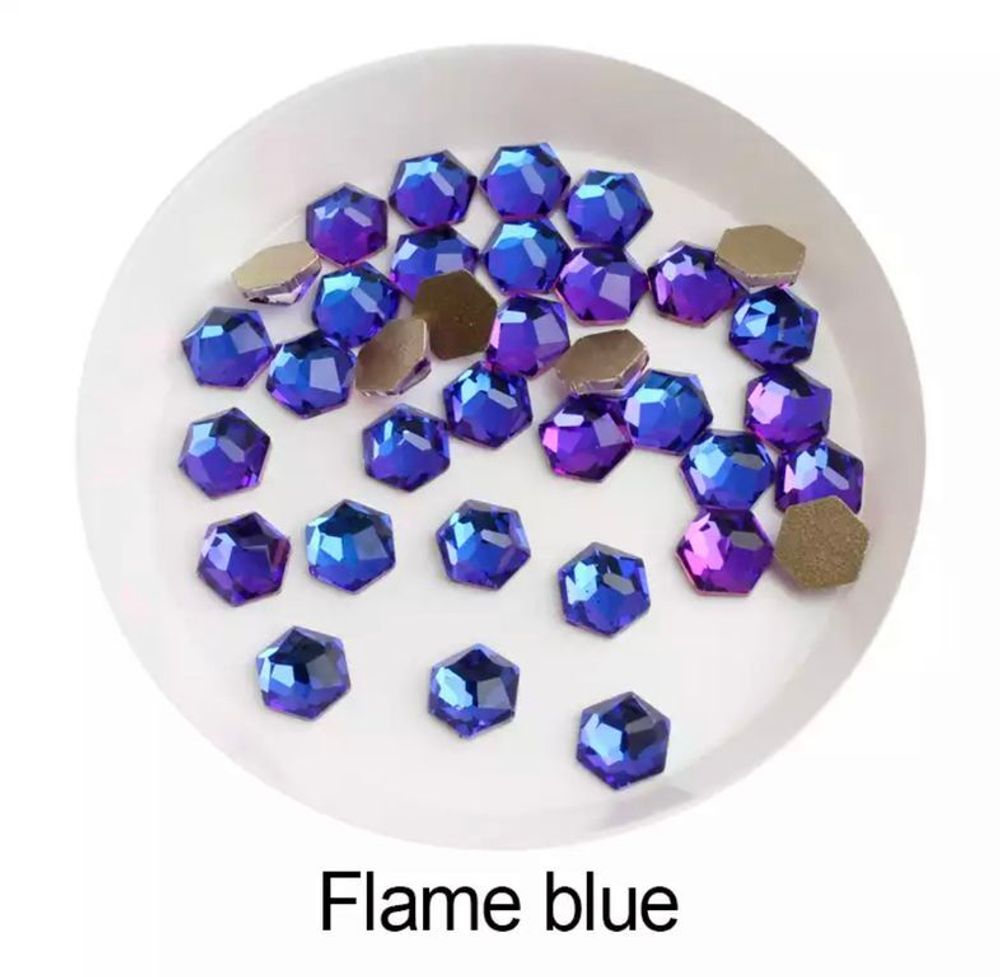 Шестигранник для маникюра 6*6 мм Flame Blue - 4 шт