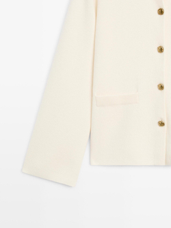 Massimo Dutti Кардиган из 100% шерсти, натуральный/кремовый