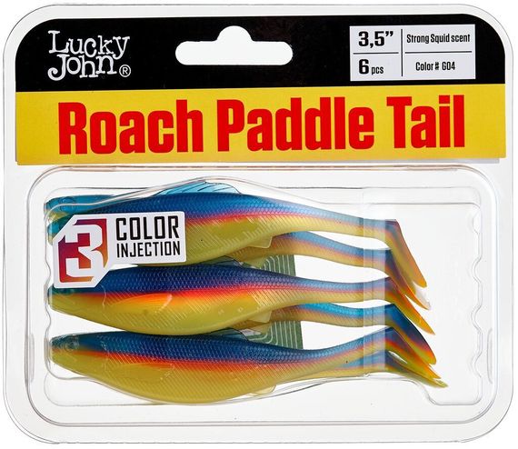 Виброхвосты съедобные LJ Pro Series ROACH PADDLE TAIL 3.5in (8,89 см), цв. G04, 6 шт.