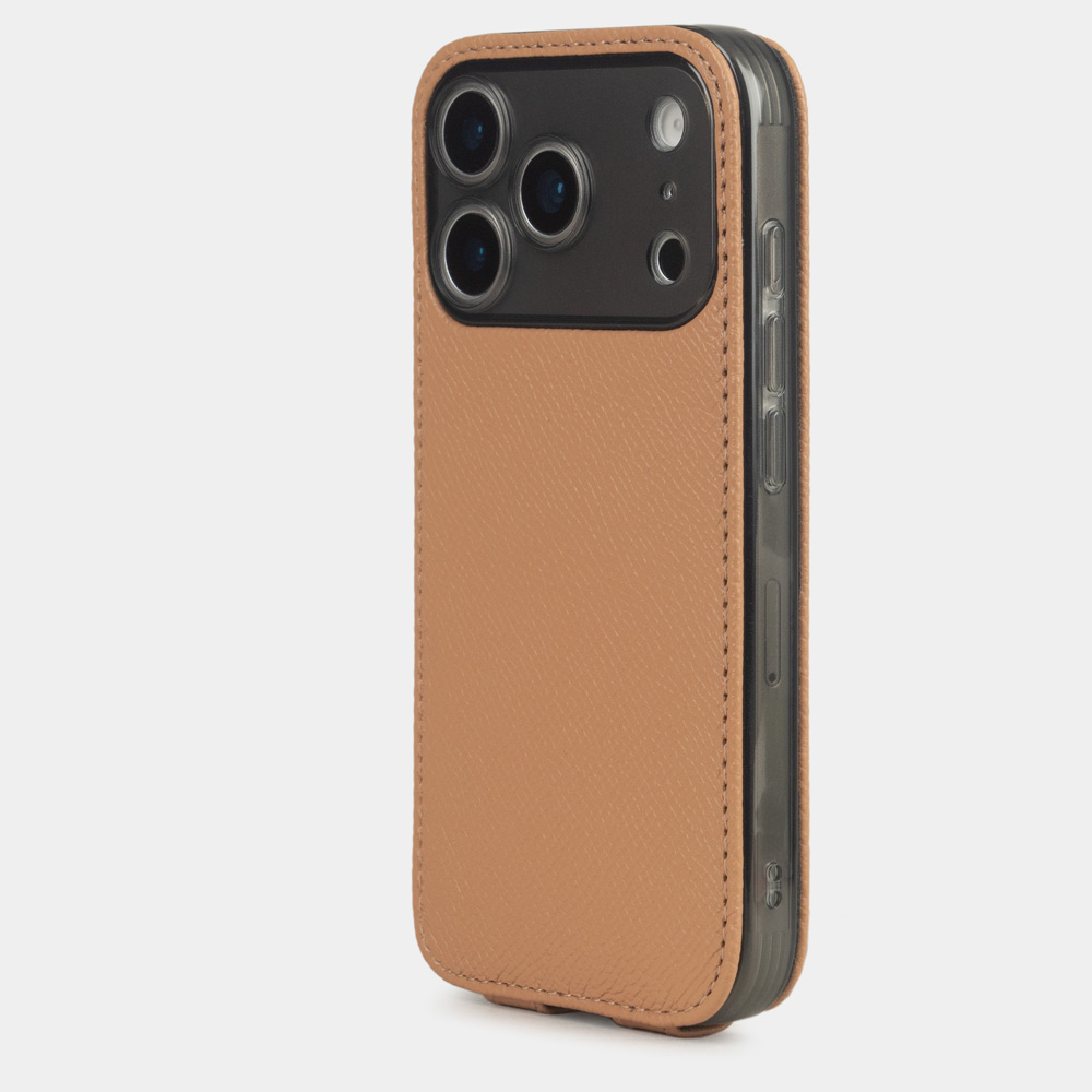 Чехол iPhone 17 Pro Max натуральная кожа сафьяно, цвета кэмел