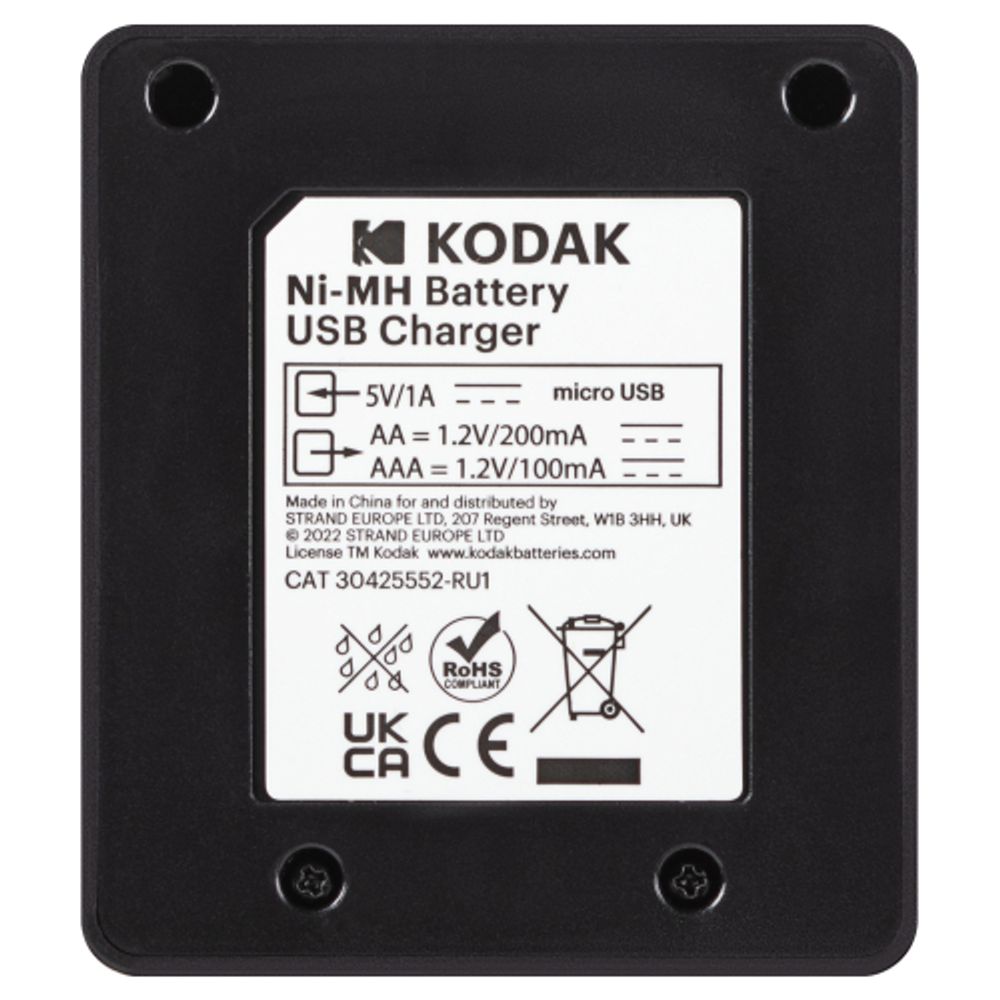 Зарядное устройство для аккумуляторов Kodak USB Overnight charger with 4 x AAA 1100 mAh [K4AA/AAA]