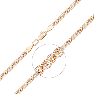 Браслет из красного золота с алмазной гранью (плетение «Нонна»)