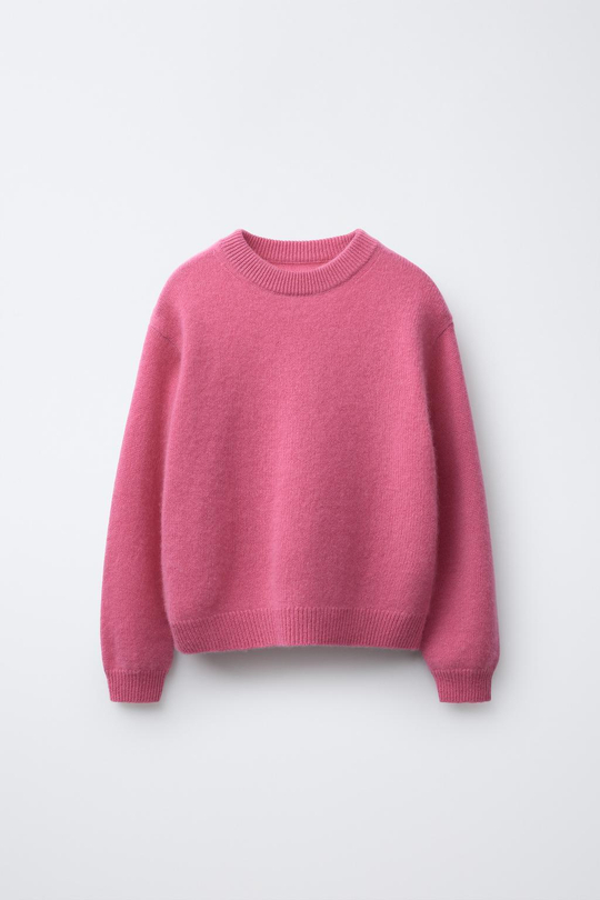 ZARA ДЖЕМПЕР ИЗ 100% КАШЕМИРА, ЯРКО-РОЗОВЫЙ