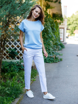 Модная блуза медицинская Бл-1019 MediS.moda голубая