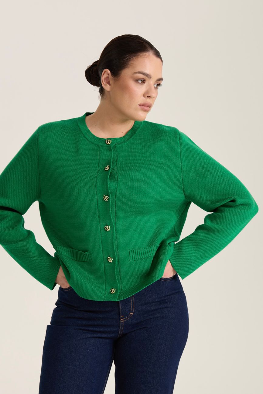 Жакет вязаный, зеленый