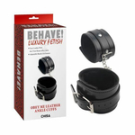 Черные оковы на ноги Obey Me Leather Ankle Cuffs (Цвет: черный)