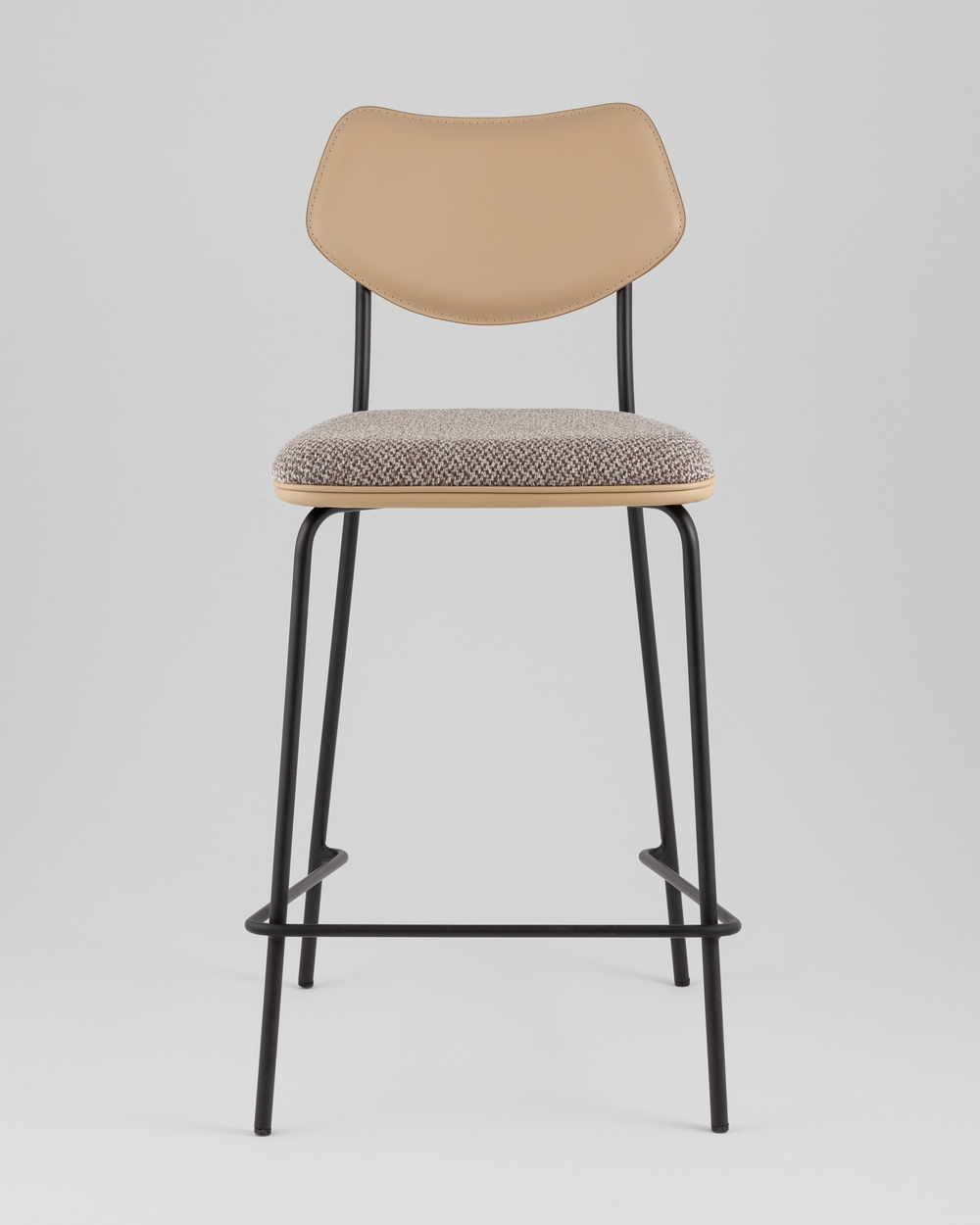 Стул полубарный Casey серо-коричневый с бежевой экокожей