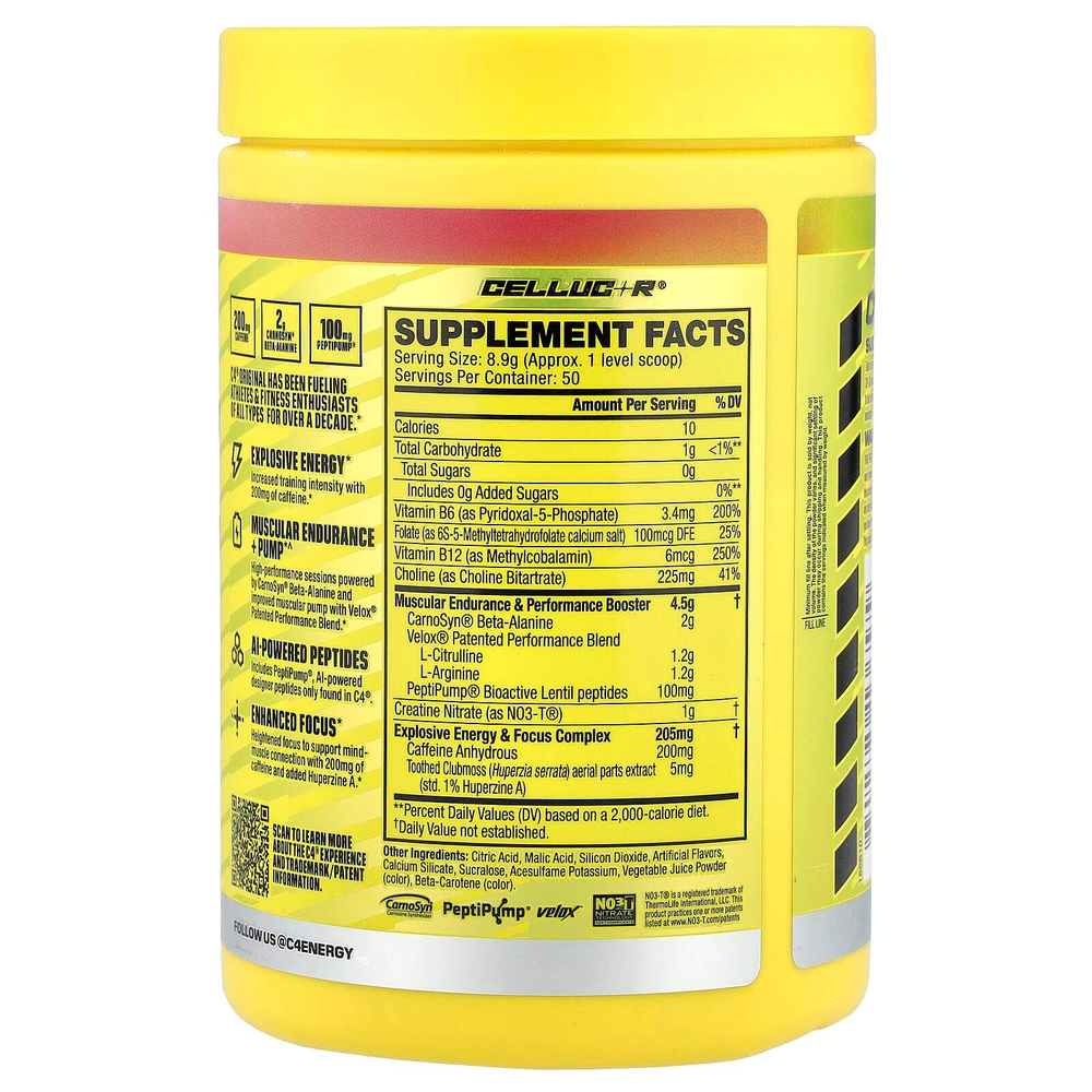 C4 / Cellucor, C4® Original, предтренировочный комплекс, со вкусом арбуза, 445 г (15,7 унции)