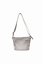 Сумка женская через плечо из нейлона серая QOZA