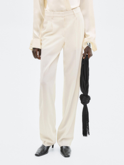 Massimo Dutti Брюки с двойными вытачками - Limited Edition, кремовый