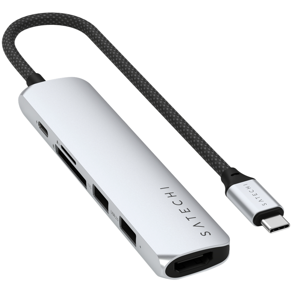 SATECHI 6-in-1 USB-C Slim Multiport Adapter (Silver)
