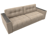 Диван прямой с декором Лига-049 НПБ, SEVEN 729 ВЕЛЮР бежевый