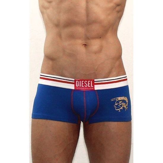 Мужские трусы хипсы синие с красной вставкой и белым поясом Diesel Blue DIS0028