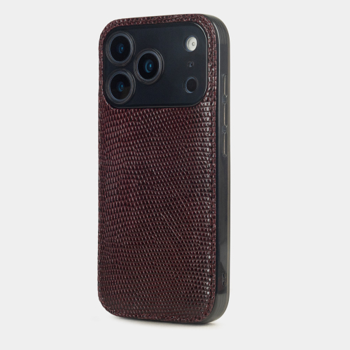 Чехол-накладка для iPhone 17 Pro - кожа ящерицы, бордовый