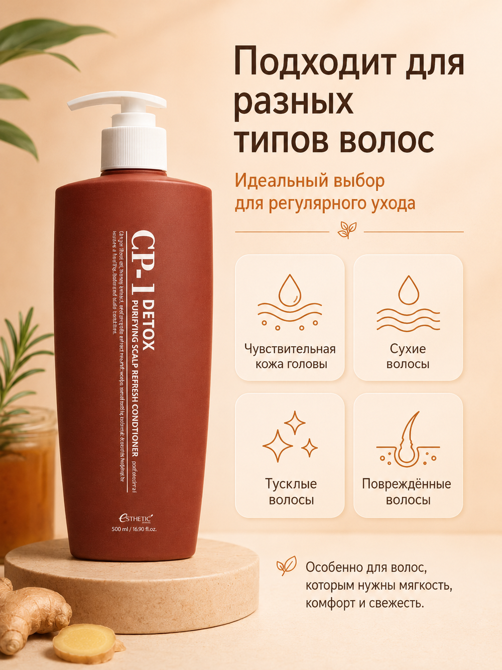 [ESTHETIC HOUSE] Кондиционер успокаивающий ЛЁГКОСТЬ от КОРНЕЙ CP-1 Detox Purifying Scalp Refresh Conditioner, 500мл