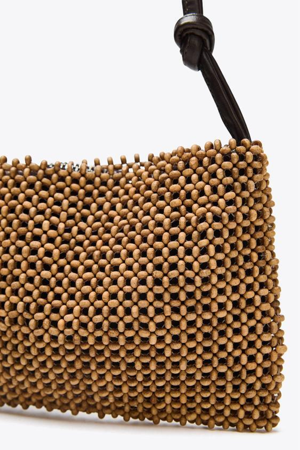 ZARA СУМКА С ПЛЕЧЕВЫМ РЕМНЕМ И БИСЕРОМ, КОРИЧНЕВЫЙ