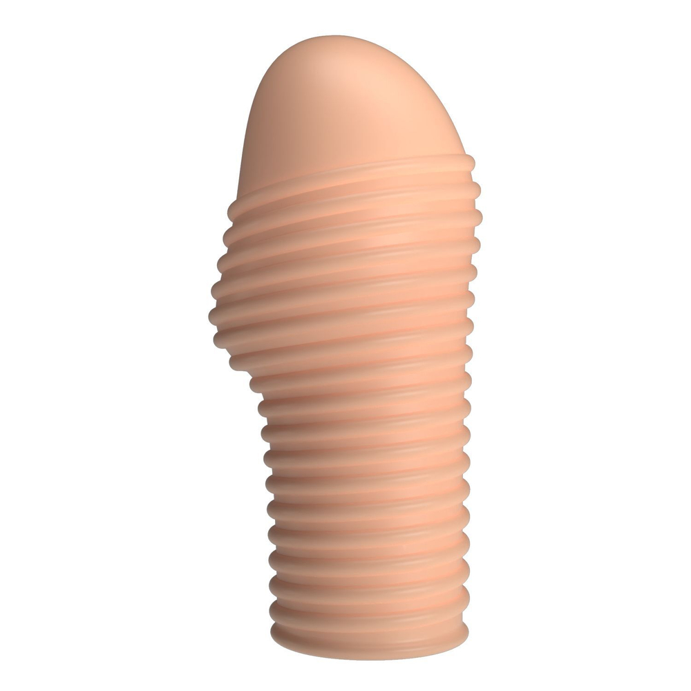 Телесная насадка на пенис с ребрышками Hoytt - 9 см. (Цвет: телесный)