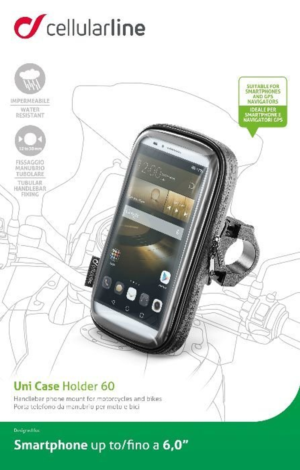 Универсальный держатель для смартфона диагональю до 6 дюймов на руль мотоцикла