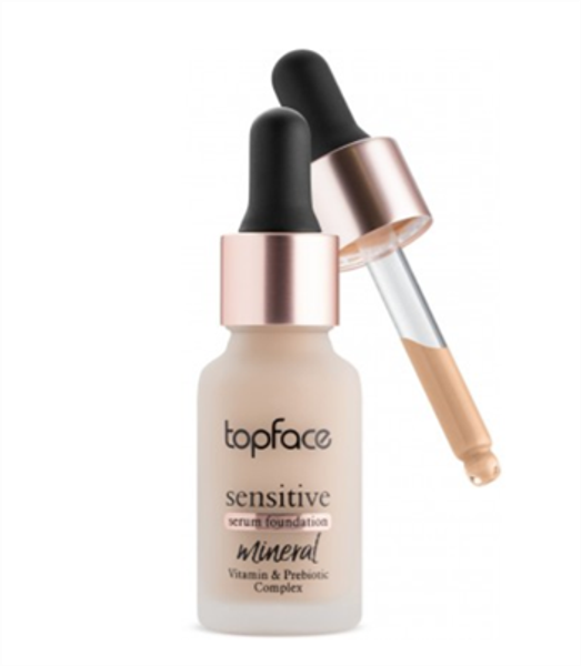 Тональный крем на минеральной основе Sensitive serum foundation Topface 002 Sand Beige 15 мл