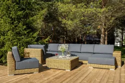 "Капри" трансформирующаяся лаунж-зона из искусственного ротанга, цвет соломенный