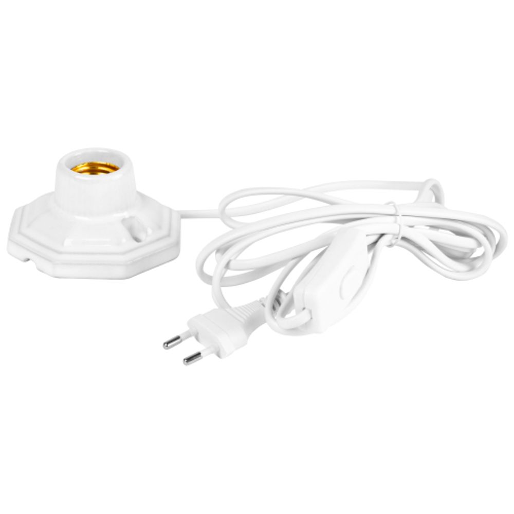 Светильник для инфракрасной лампы ЭРА FITO-Holder-CAP-light 3 м патрон-основание керамический с кабелем и цоколем Е27 | Светильники для растений