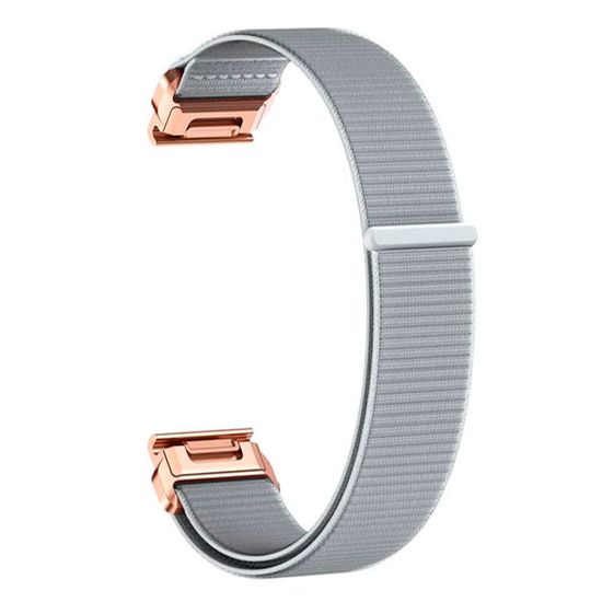 Ремешок QuickFit 20 мм нейлоновый для Garmin Fenix 7S, Fenix 6S, Fenix 5S, Instinct 2S, Epix Pro Gen 2 (42 mm) быстросъемный велкро (Серый, золото)